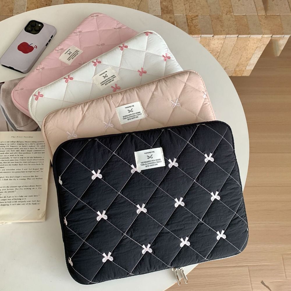 Laptop Backpack 15.6 - ปลอกแล็ปท็อปโบว์น้ําหนักเบา วัสดุนุ่ม ดีไซน์น่ารัก กระเป๋าคอมพิวเตอร์กันกระแทก หลายขนาด ปมโบว์รายละเอียด