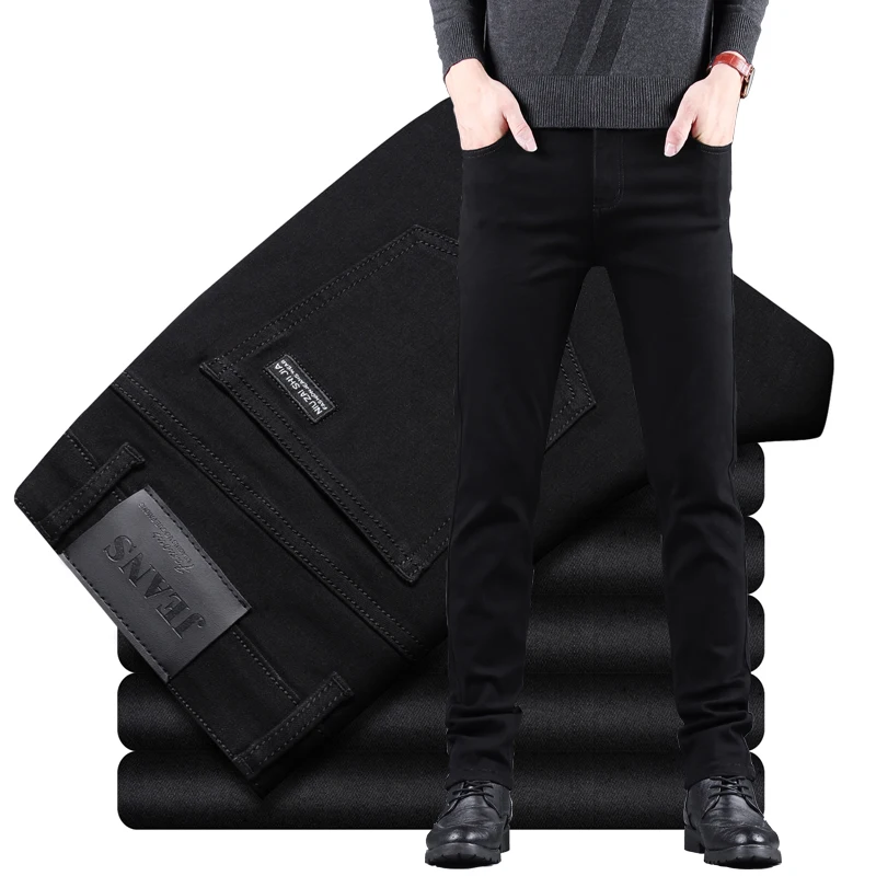Levis Jeans 501 - ฤดูใบไม้ผลิฤดูใบไม้ร่วงใหม่ผู้ชายสีดํากางเกงยีนส์ยืดหยุ่นตรงกางเกงแฟชั่นเกาหลี Vintage Denim กางเกงชาย