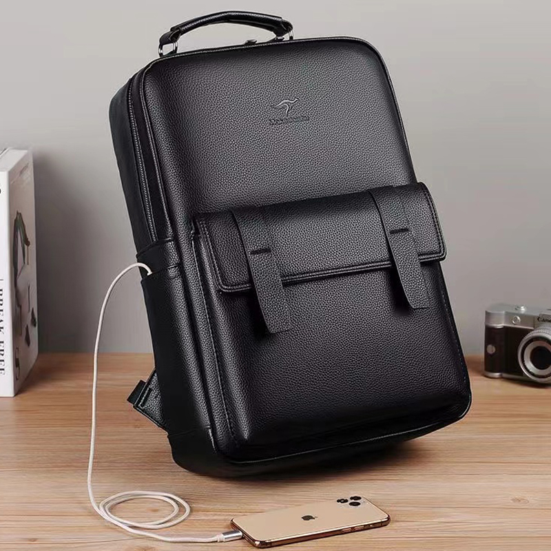 Laptop Backpack 15.6 - กระเป๋าเป้สะพายหลังหนังหรูหราสำหรับผู้ชายพร้อมพอร์ต USB, กระเป๋าเป้สะพายหลังสำหรับแล็ปท็อปขนาด 15.6 นิ้วอเนกประสงค์, กระเป๋าถือ,