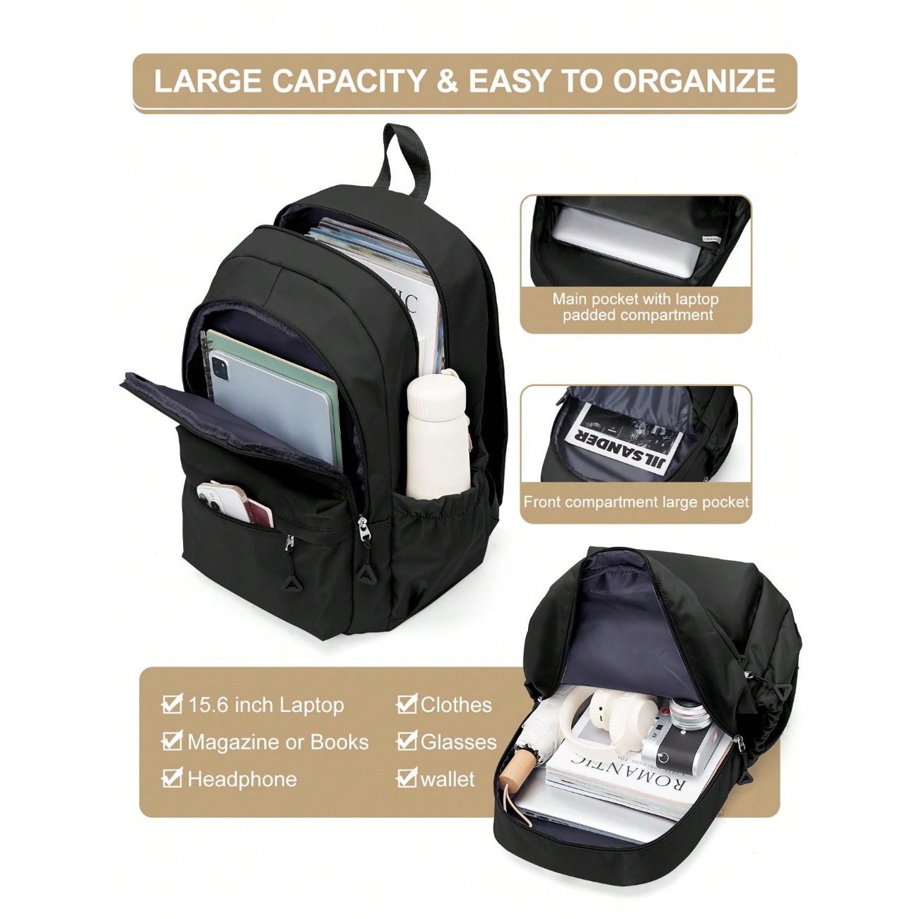 กระเป๋าเป้สำหรับนักเรียนระดับม - Laptop Backpack 15.6 บทวิจารณ์และราคา